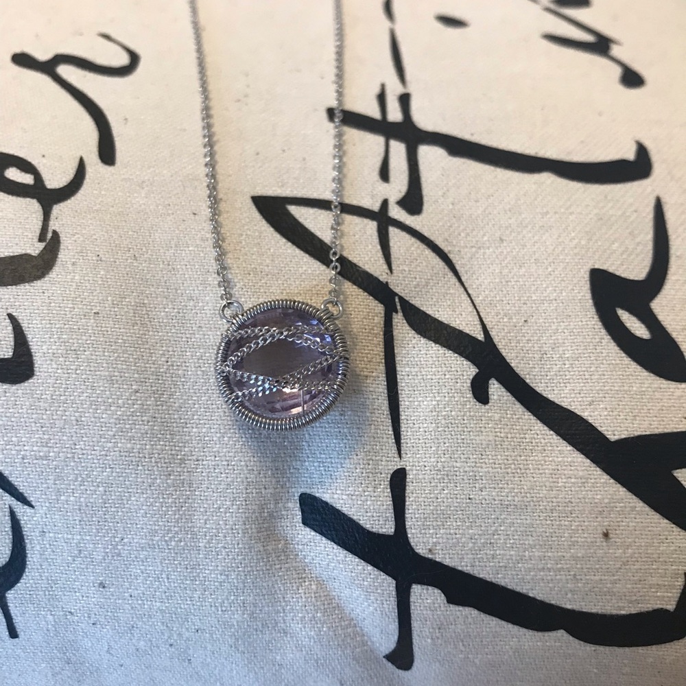 Anthropologie Pink Amethyst Pendant Necklace - Picture 3 of 4